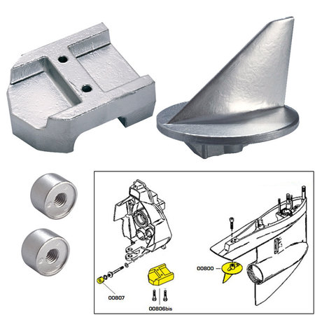 TECNOSEAL Tecnoseal Anode Kit w/Hardware - Mercury Alpha 1 Gen 1 - Aluminum 20800AL